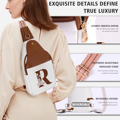 Image of Lizznoe Personalized Crossbody Bag for Women Leather Sling Bags with Initial Letter Chest Bag for Travel, Gift for Mom Wife