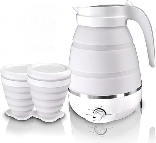 Hervidor de viaje plegable, hervidor eléctrico portátil plegable de silicona de grado alimenticio apto para 110 V -220 V de doble voltaje para té