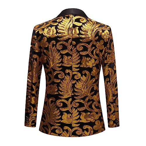 Men Black Sequin Shiny Prom Suit Jacket Slim Fit Sport Coats and Blazers2