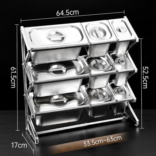 Estante organizador de especias expandible, estantes comerciales de acero inoxidable, soporte de encimera para condimentar frutas, ingredientes de cocina, buffets de cocina, contador de