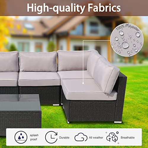 Vixlon Outdoor Patio Cushions Replacement Covers For Wicker Rattan Patio Furniture Conversation Set Outdoor Cushion Covers With Zipper Fit (Grey (Only Cover), 14 Piece Sets) #TOP4