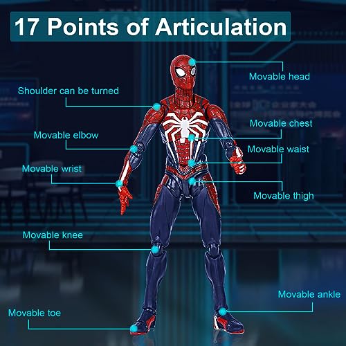 Lenporl Sρidermαn Action Figure Toys 6 Inch Upgraded Sρidermαn Suit Gamimg Hero Figure Set Character Ornaments with Accessories - Thumbnail 2