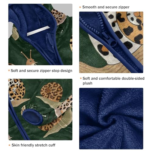 Snail Pattern on Dark Background Toddler Fleece Jacket Girl Boys Hooded Fleece Jacket Coat Warm Outwear Zip-up 3-10T3