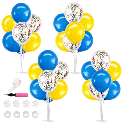 Image of TONIFUL 4 Set Yellow Blue Balloon Stand Balloon Centerpieces for Table