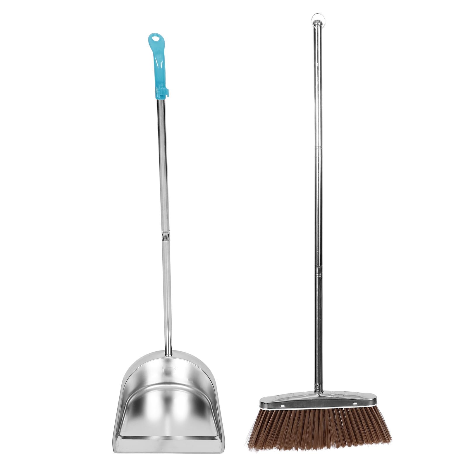 Abaodam Escoba y Recogedor de Acero Inoxidable Mango Ergonómico Antideslizante para Limpieza Doméstica Suelos de Azulejo y Kit de Utensilios para Hogar y Dormitorio