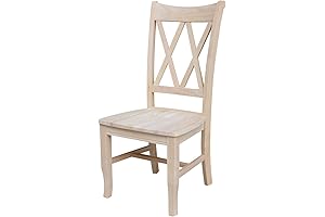 International Concepts Set of Two Unfinished Double X-Back Dining Chairs