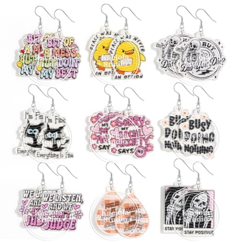 Kaciola 9PCS Earrings for Women, Cute Weird Funky Quirky Novelty Crazy Unique Earrings Gifts for Women Holiday Birthday Jewelry Gift