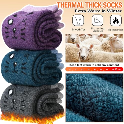 Image of Sandsuced 5 Pack Merino Wool Boot Hiking Socks for Women Warm Winter Thick Thermal Cozy Work Soft Ladies Socks