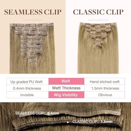 Image of GOO GOO Seamless Clip in Hair Extensions Real Human Hair Remy Extensions