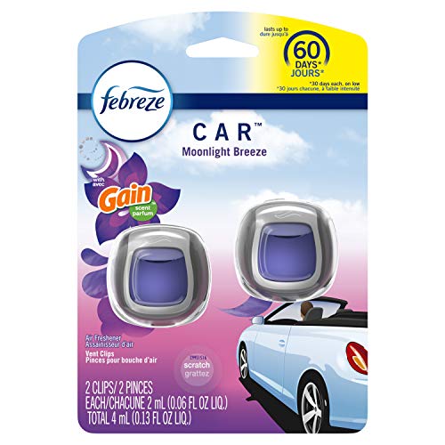 Image of Febreze Car Odor-Eliminating Air Freshener Vent Clip with Gain Scent, Moonlight Breeze, 2 count