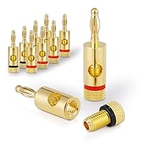 Sonero Bananenstecker Premium (8er-Set) für alle Lautsprecherkabel mit einem Durchmesser von max. 6mm², 4 Stück mit Farbcodierung (4x rot, 4x schwarz), 24k vergoldet