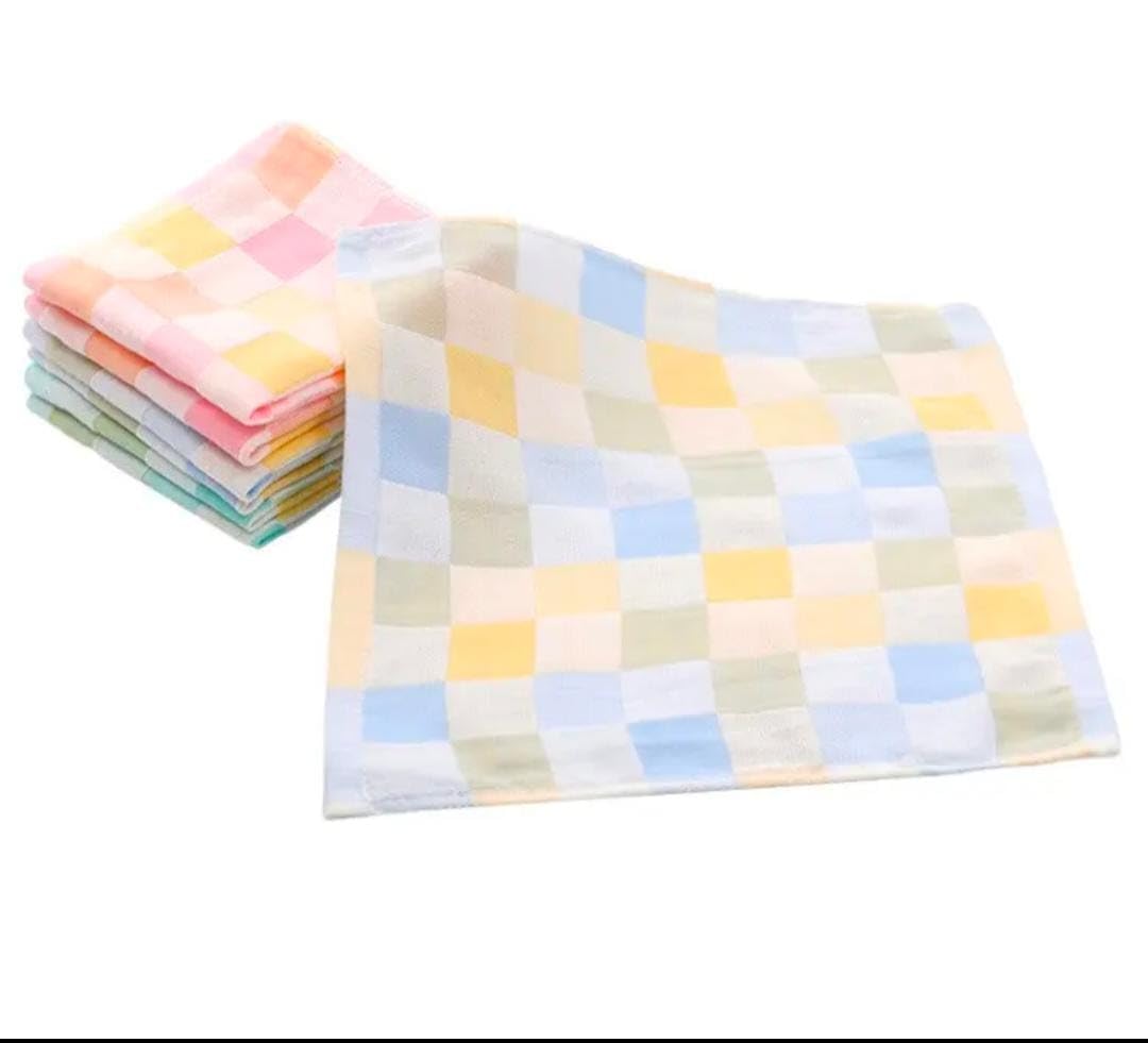 ALLY VINNY Kids & Womens Soft Cotton Handkerchief 25 x 25 cm | Multicolor Check Pattern | Gentle on Skin | Reusable & Washable | Best for Girls, Womens & Kids | Pack of 6 1
