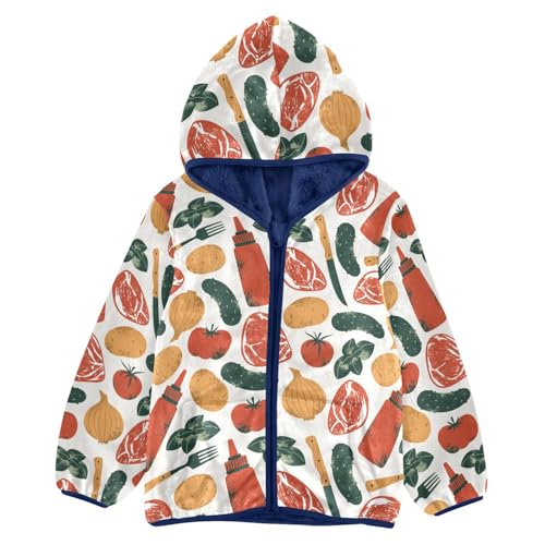 Cucumber Onion Potato Girls Fleece Jacket Girls Fall Jacket Girls Zip Up Hoodie Girls Sherpa Jacket 2-10T