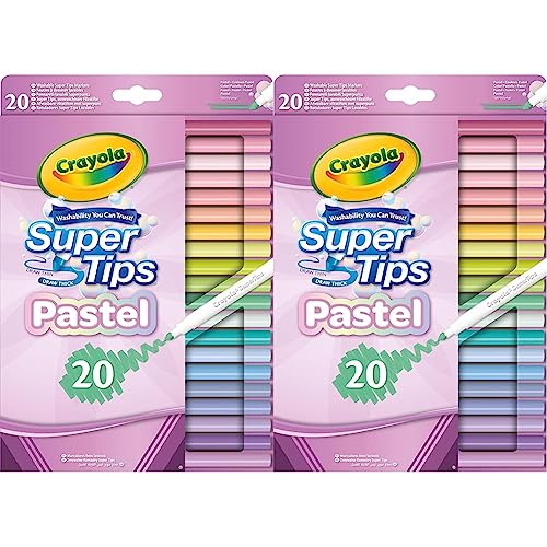 CRAYOLA Pastel SuperTips Washable Markers - Assorted Colours (Pack of 40) | Premium Felt Tip Pens That Can Easily Wash Off Skin and Clothing | For Ages 3+