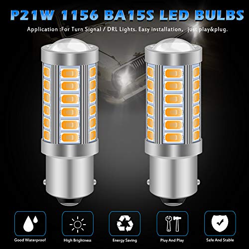 KATUR 2pcs 1156 BA15S 1141 7056 5630 33-SMD Ambra