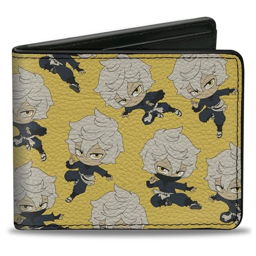 Buckle-Down Crunchyroll Wallet, Bifold, Hells Paradise Chibi Gabimaru Poses Scattered Yellow, Vegan Leather