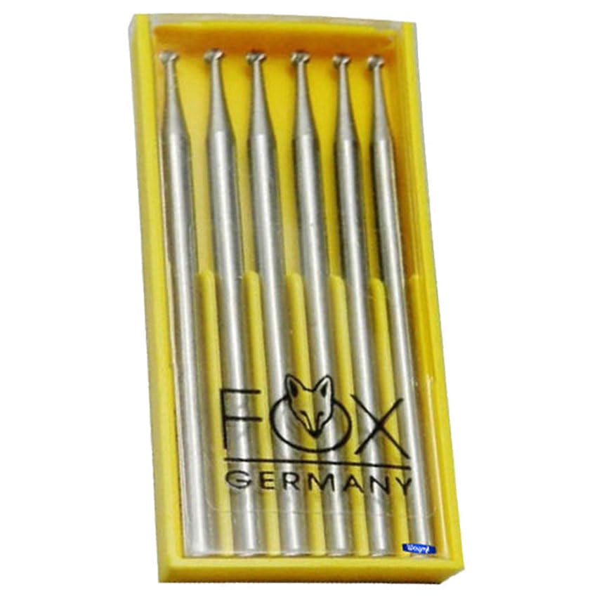 Package of 6 Fox Round Burs Size 1.0 mm Jewelry Making Rotary Tools with 3/32