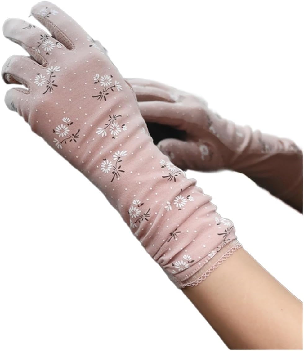 Women's Gloves Ladies Printing Flower lace Edge Breathable Non-slip Sun Protection Driving