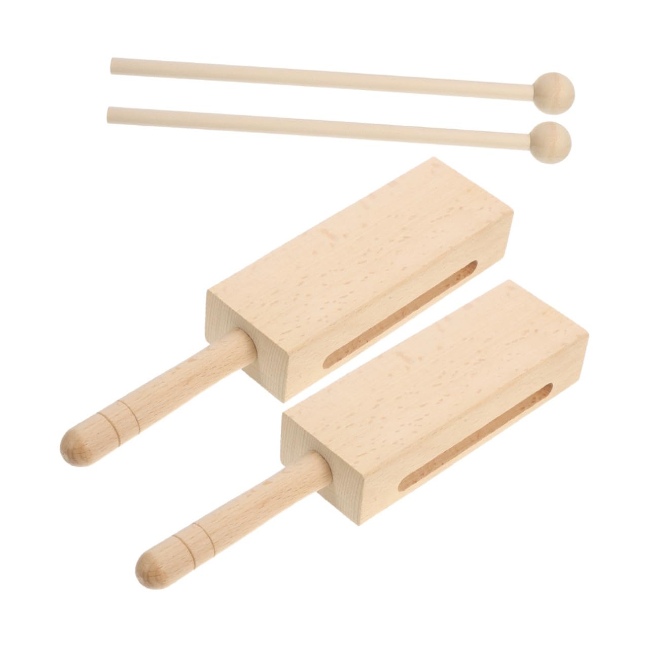 VICASKY Durable Wooden Square Stick Mallets 2 Sets Musical Instrument Sticks for Hand Percussion Ideal for Concert