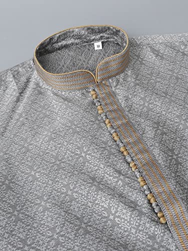 Image of Rajubhai Hargovindas Men's Jacquard Work Kurta Set