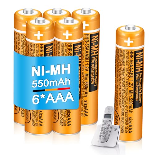 Paquete de 6 baterías recargables AAA de 550 mAh 1.2 V HHR 55AAABU NI MH para teléfonos Panasonic, batería de repuesto para teléfonos inalámbricos BT Gigaset, hogar, oficina, uso diario