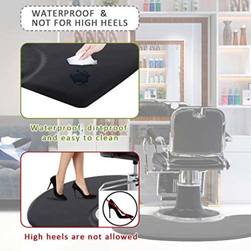 Bestsalon 3 4 Ft Salon Anti Fatigue Hair Stylist Salon & Barber Shop Chair Floor 7/8 In. Thick Comfort Black Semi Circle Mat, 3' 4' #TOP3