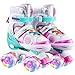 ローラースケート 子供 調節可能 4サイズ 初心者用 子供 ローラー スケート ライトアップホイール付き 大人インラインスケートレディース メンズ 安全性 着脱 インラインスケート 子供 夏休み 誕生日 プレゼント (M, Pink)