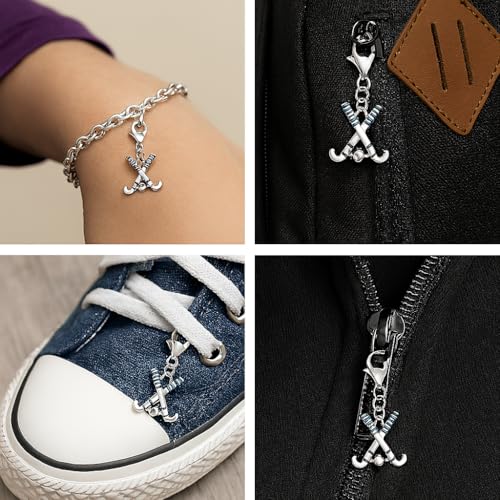 Field Hockey Sports Clip on Charm Ideal for Necklaces Bracelets, Field Hockey Zipper Pull, Field Hockey Gift3