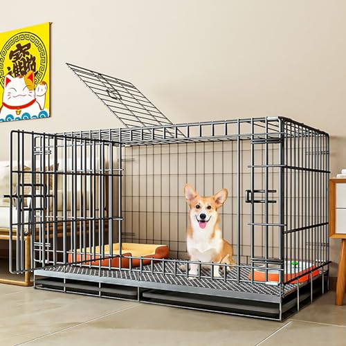 La cage du chien, Caisses for chiens de taille moyenne, chenil d'intérieur, niche for chien, cage pliable for animaux de compagnie, aucune installation requise, facile à nettoyer(100x60x70cm)