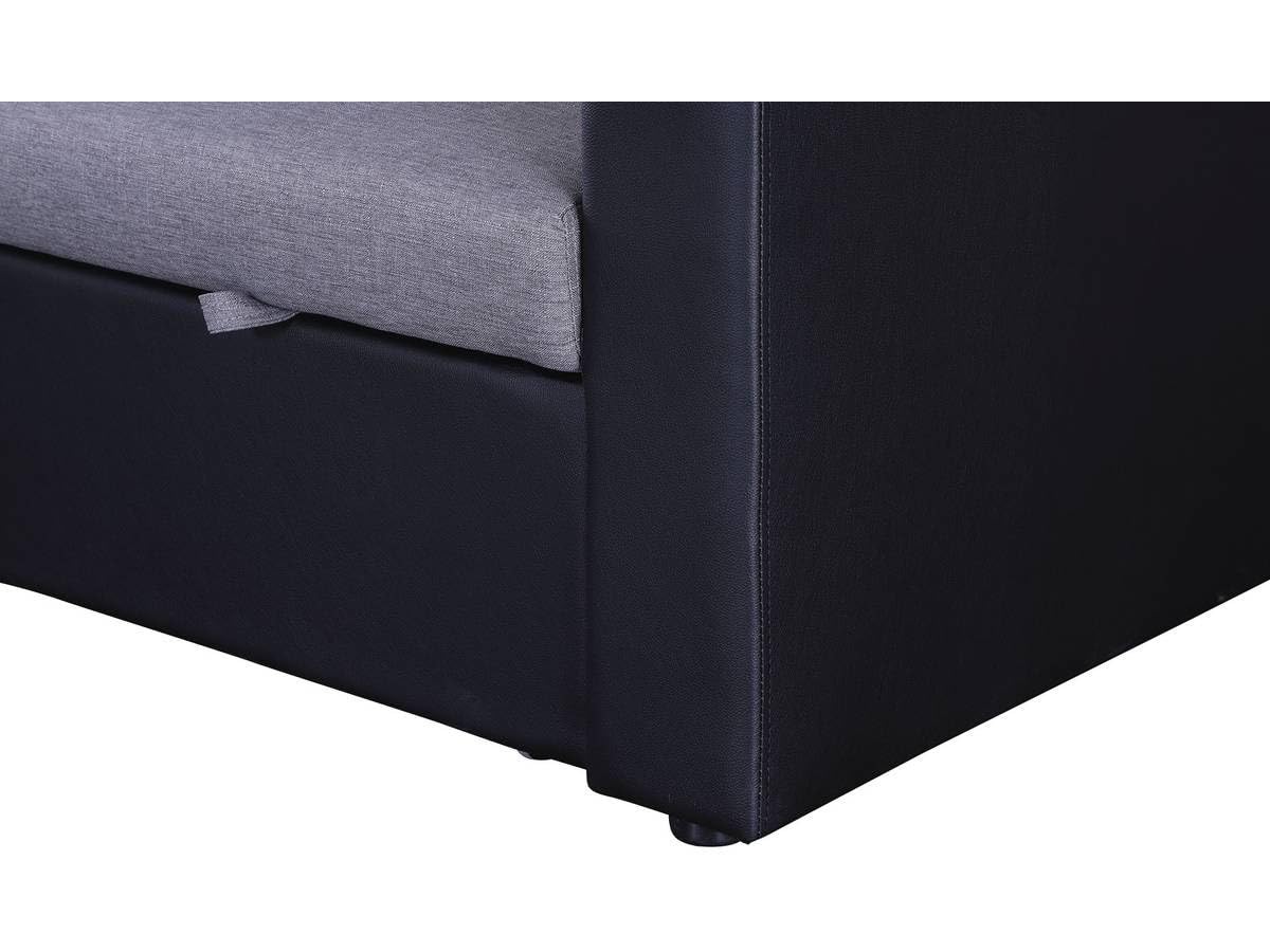 Habitat et Jardin - Canapé d'angle Convertible et Réversible Alain 3 Places Noir et Gris - Canapé Lit Moderne en Tissu Lin - Espace de Stockage (Méridienne) - Design
