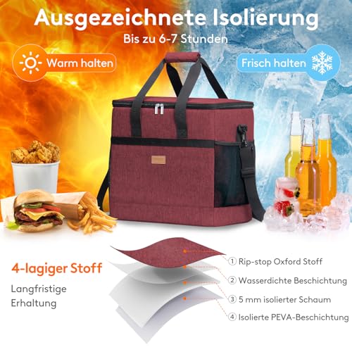 Lifewit 40L 60 Dosen Kühltasche Groß, faltbar Kühlkorb, Isolierte Kühlbox – Ansicht 4