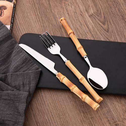 Uniturcky ZHUZI-SILVER8P-DINF Dinner Fork Set, 8-Piece Natural Bamboo Forks Set thumb #6