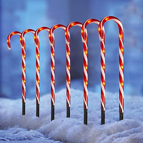 DELICHTER LED 8er Zuckerstangen Lichterketten Rot-Weiß Warm Weiß...