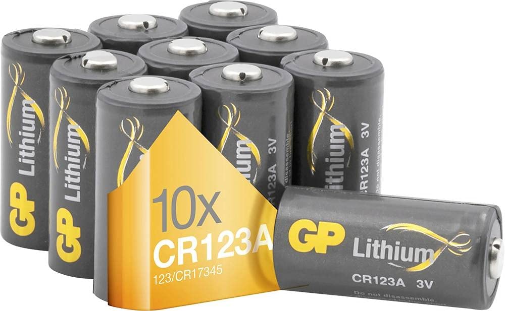 GPCR123A Lithium Battery CR123A / CR17335 Battery 3V e.g. for Digital Cameras, Camcorders, Smoke Detectors, Flashlights, Laser Pointers, etc. Pack of 10