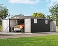 Jocisland 13.2x20.7x8 FT Heavy Duty Metal Carport, Enclosed Car Carport with 2 Lockable Doors & 4 Windows, All-Weather Car Shelter for Trucks, Boats, Equipment Storage, Dark Gray
