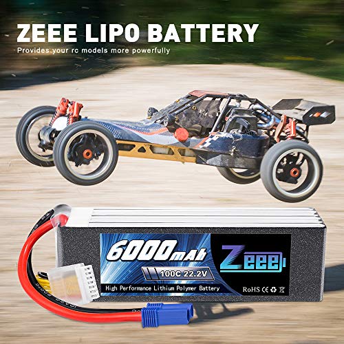 Zeee 22.2V 100C 6000Mah 6S Lipo Battery With Ec5 Connector Rc Battery For Rc Car Truck Rc Airplane Helicopter Quadcopter Boat #TOP7