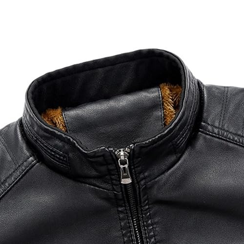 Men's Long-Sleeved Faux Jacket Thickened Plus Motorcycle Pu Leather Coat Casual Stand-Up Collar Zipper Jackets4