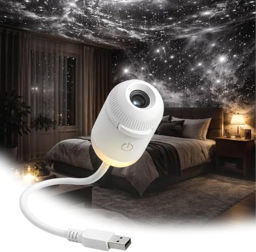 Image of Mini Galaxy Star Projector Night Light, 2-in-1 USB Powered LED Ceiling Projector with 1 Slide, Starry Sky Lamp for Bedroom, Kids, Adults, Nursery, Home, Car Decoration & Romantic Ambience