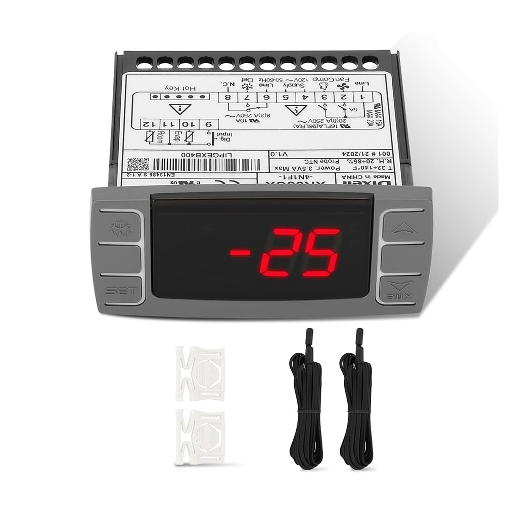 Ctrlzs Xr06cx-4N1f1 Temperature Controller Digital Thermostat Controller With Temperature Sensor For 120V 50-60Hz Commercial Refrigerators/Freezer
