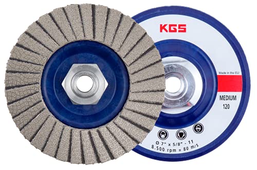KGS PRO Diamond Flap disc, 7 inch x 5/8 inch-11 Metal Thread Adapter, grit 120
