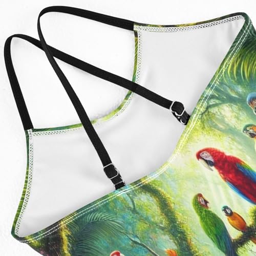 Tropical Rainforest Parrots Bathing Suits for Girls Kids Swimsuits Summer Beach Swimwear One Piece Swimsuits4