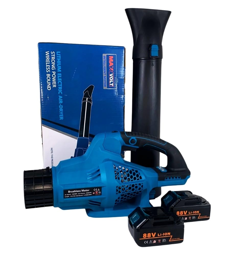 Soffiatore a Batteria, 6 Velocità Soffiatore Elettrico Portatile Senza Filo, Motore Brushless, 2 batterie Velocita Aria 160 MHP 30.000 RPM, Giardino Foglie