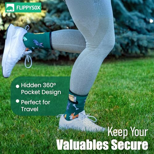 Image of Zipper Sock Wallet - Cotton & Polyester Zipper Socks with Pockets - Fits shoe size 6-13