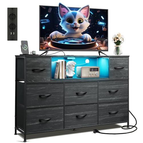 WLIVE Kommode, 8 Stoffschubladen,Schubladenkommode mit Steckdosen, vielseitige Schubladenkommode für Schlafzimmer und Wohnzimmer, mit stabilem Stahlrahmen und Holzplatte,120 * 30 * 79 cm (Schwarze) WLIVE Kommode, 8 Stoffschubladen,Schubladenkommode mit Steckdosen, vielseitige Schubladenkommode für Schlafzimmer und Wohnzimmer, mit stabilem Stahlrahmen und Holzplatte,120 * 30 * 79 cm (Schwarze)