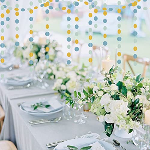 Image of Light-Dusty Blue Gold Party-Decorations Garland - 52Ft Birthday Baby Bridal Shower Wedding Paper Banner Streamers,Bachelorette Engagement Decor Panduola