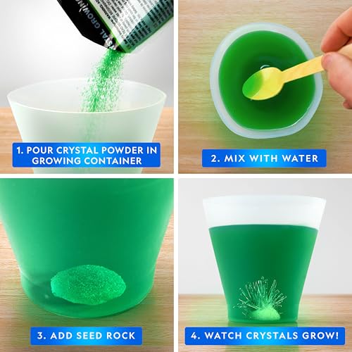 National Geographic Crystal Growing Kit - 3 Vibrant Colored Crystals to Grow with Light-Up Display Stand, Science Toy for Girls and Boys Ages 8-12, Includes 3 Gems, Cool STEM Gift (Amazon Exclusive) - Image 4