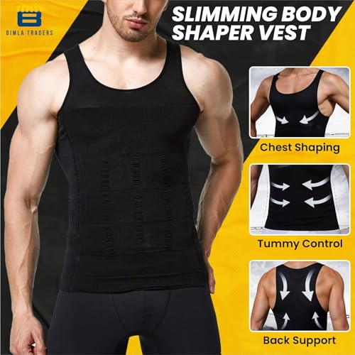 Image of Men's Slimming Body Shaper Vest | Compression Tummy Tucker for Belly Fat | Stretchable Abs Slimmer Tank Top | Corset for Gym, Workout & Weight Loss Fitness