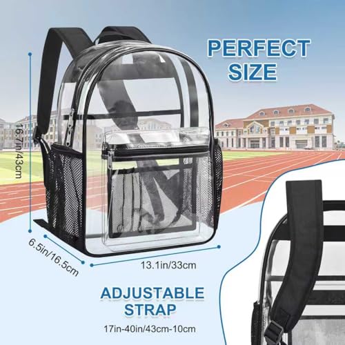 Image of Busiuw Clear Backpack Heavy Duty PVC Transparent Backpack with Reinforced Strap See Through Large Capacity Multiple Pockets Bookbag for College Workplace Security Travel Festival