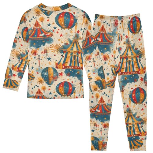 Pajama Sets Long Sleeve Circus Theme with Bright Soft Comfy Sleepwear 2 Piece PJS 3-8T3