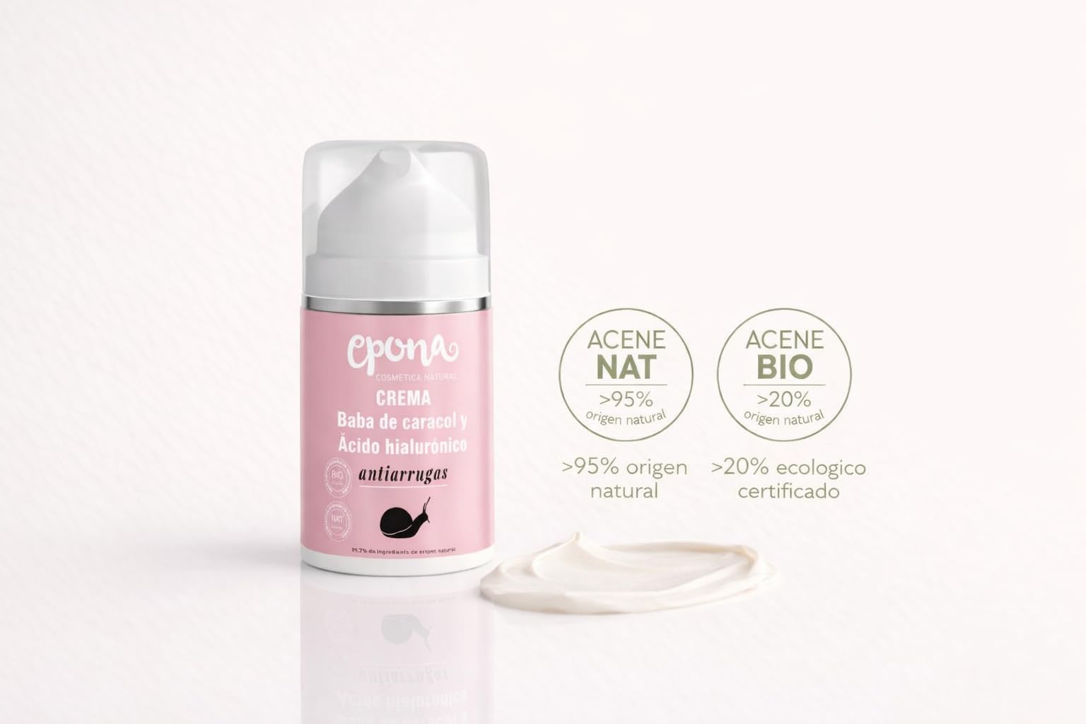 EPONA Crema Facial BIO con Baba de Caracol y Ácido Hialurónico – Hidratante Reafirmante Natural – Piel Sensible y Madura – Fórmula Ecológica Certificada – 50 ml